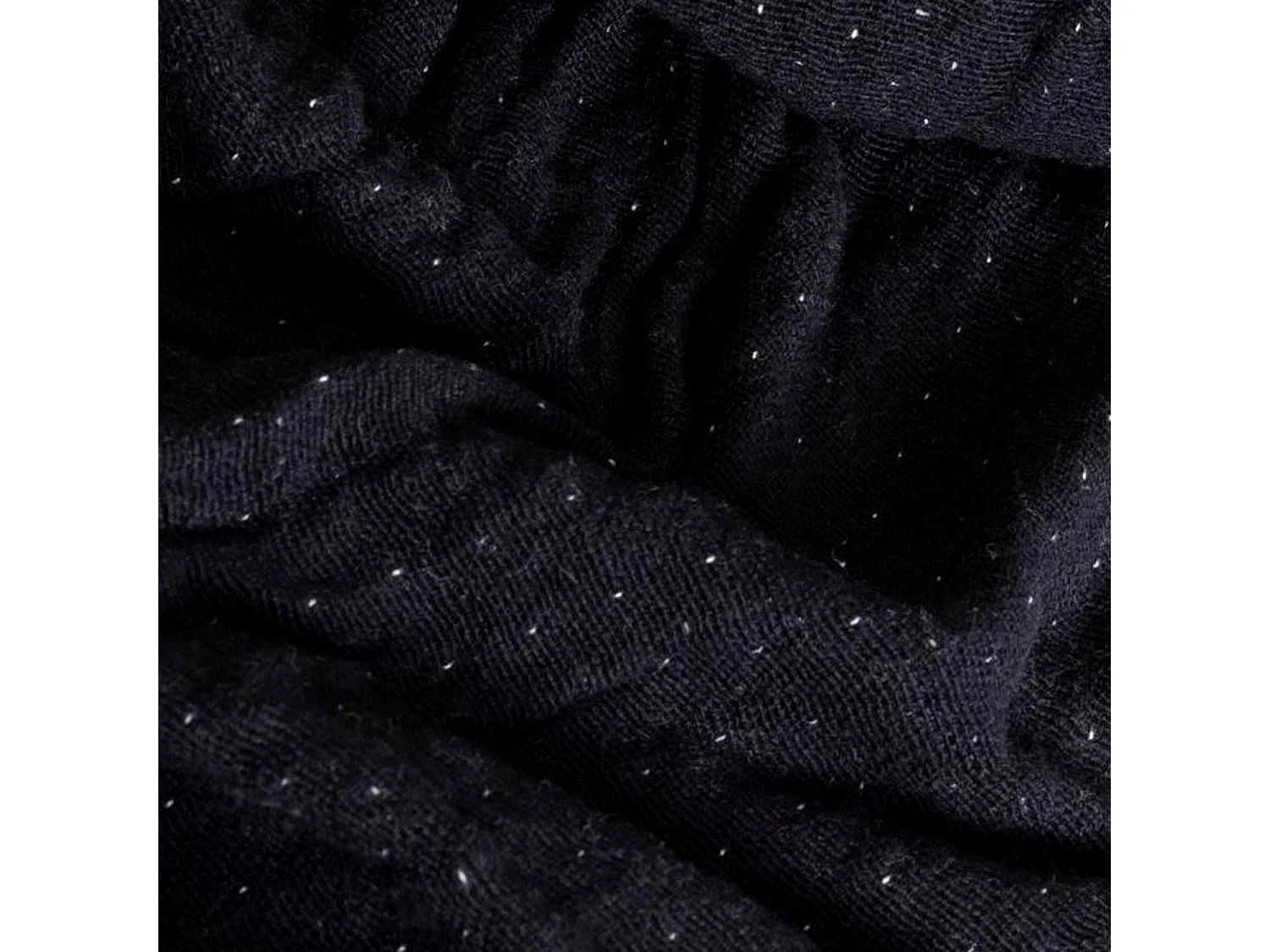 Couverture plaid BITALD en coton 100 % - Noir avec franges - 130x170 cm - SACASA
