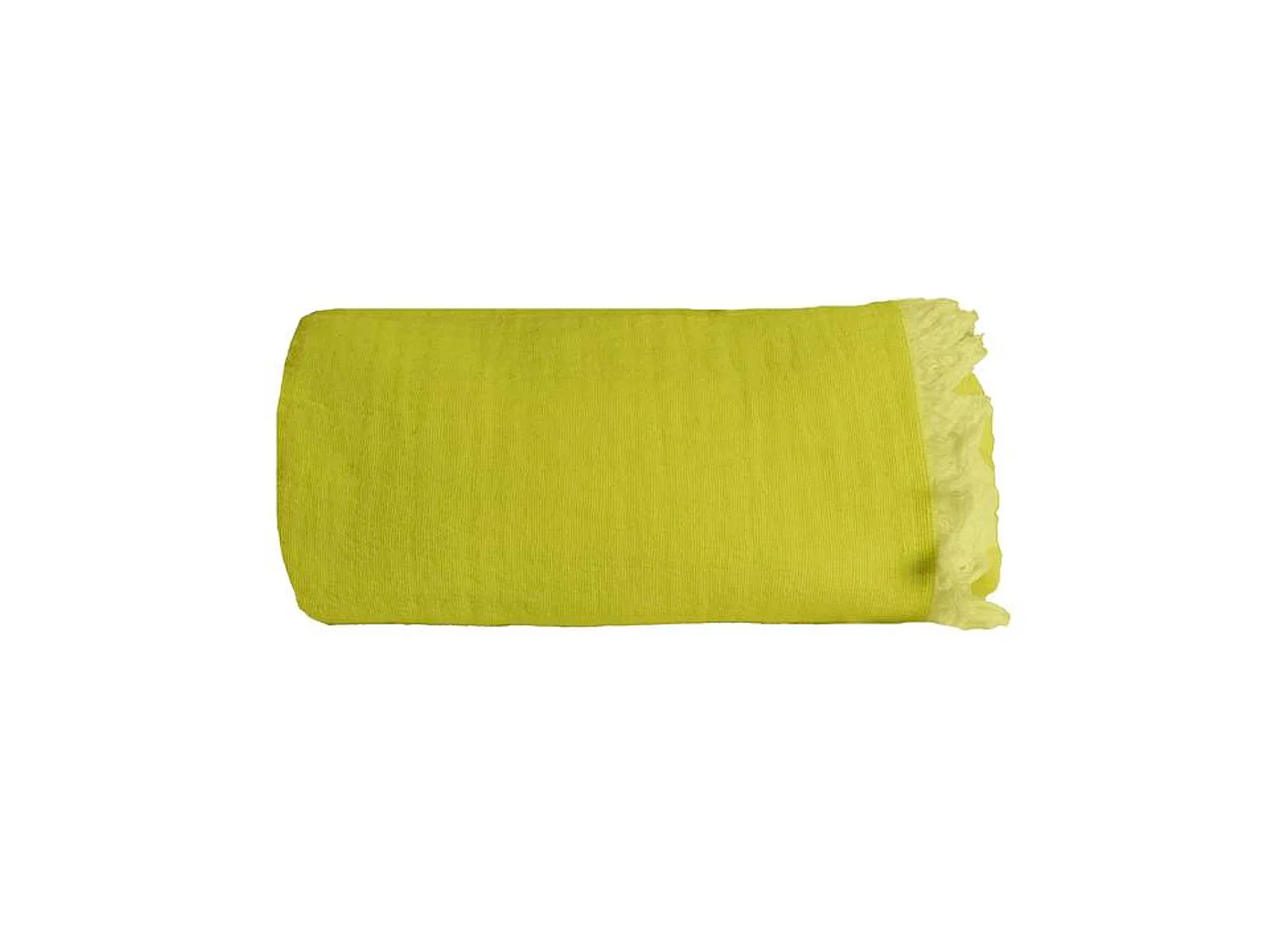 Couverture plaid 100% coton vert citron avec franges 130x170cm BITALD - SACASA