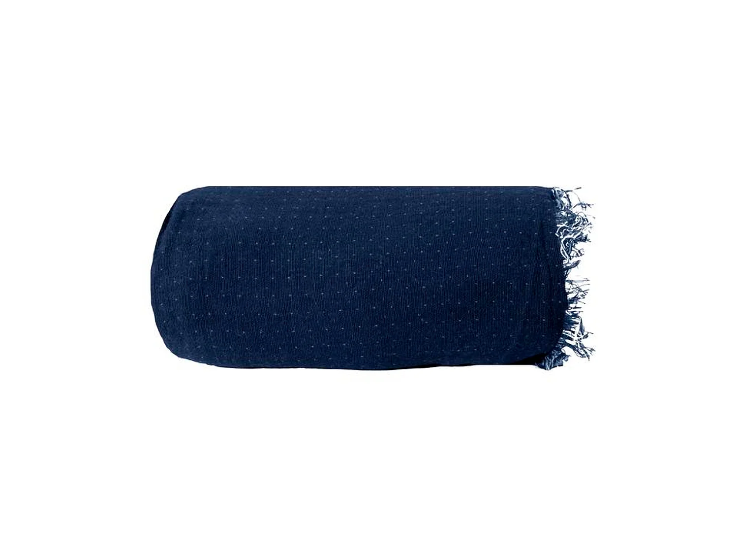 Couverture plaid 100% coton bleu marine avec franges 130x170cm BITALD - SACASA