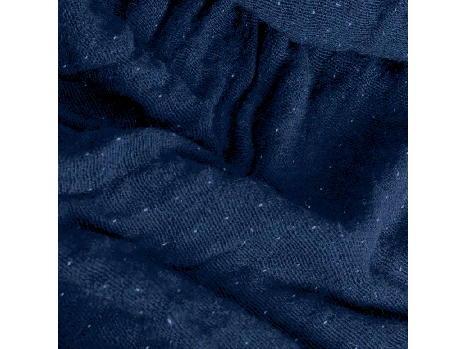 Couverture plaid 100% coton bleu marine avec franges 130x170cm BITALD - SACASA