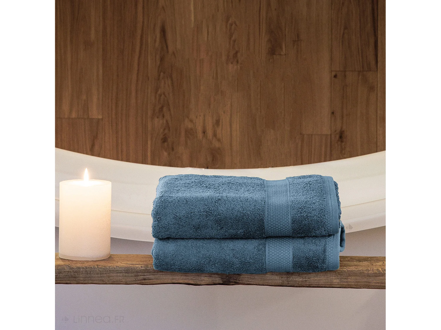 Parure de bain coton 550 g/m2 NAÏA par lot de 5 bleu Cérulé