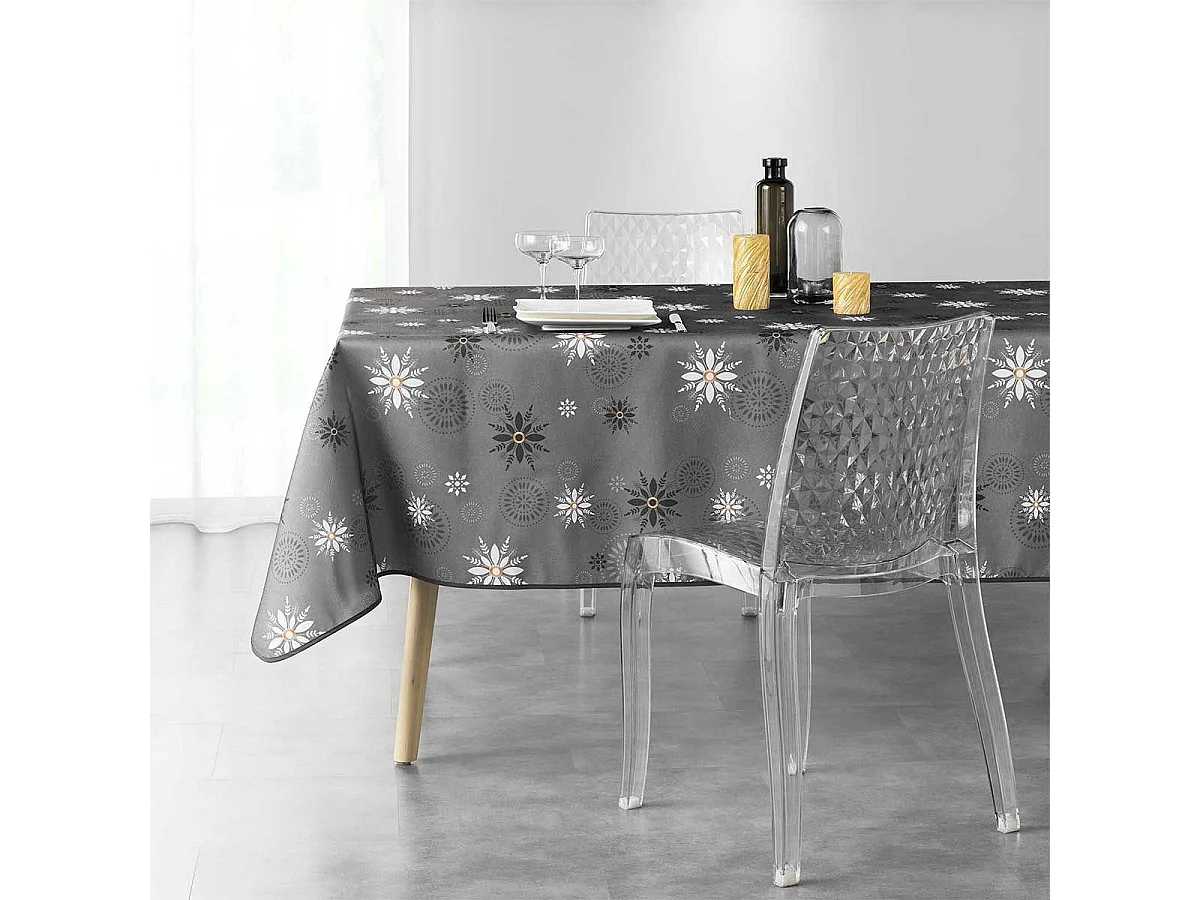 Nappe Imprimée "Enchante" 150x300cm Anthracite