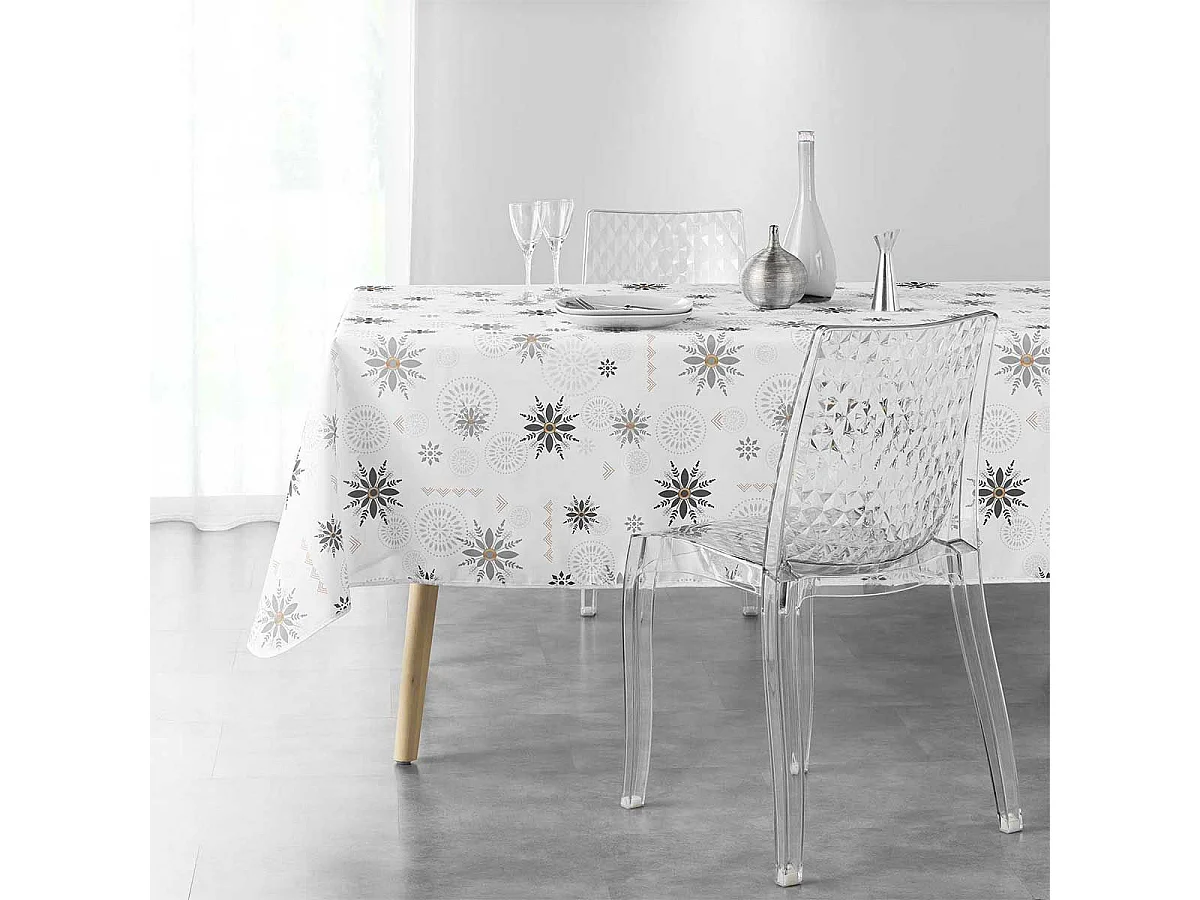 Nappe Imprimée "Enchante" 150x240cm Blanc