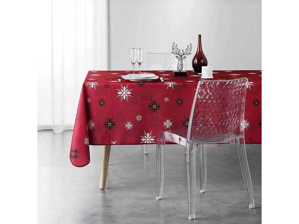 Nappe Imprimée "Enchante" 150x300cm Rouge