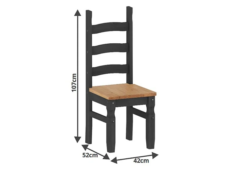 Mercers Furniture Corona Charcoal Pair of Dining Chairs x2 Solid Wood Mexican Pine Dark Grey
