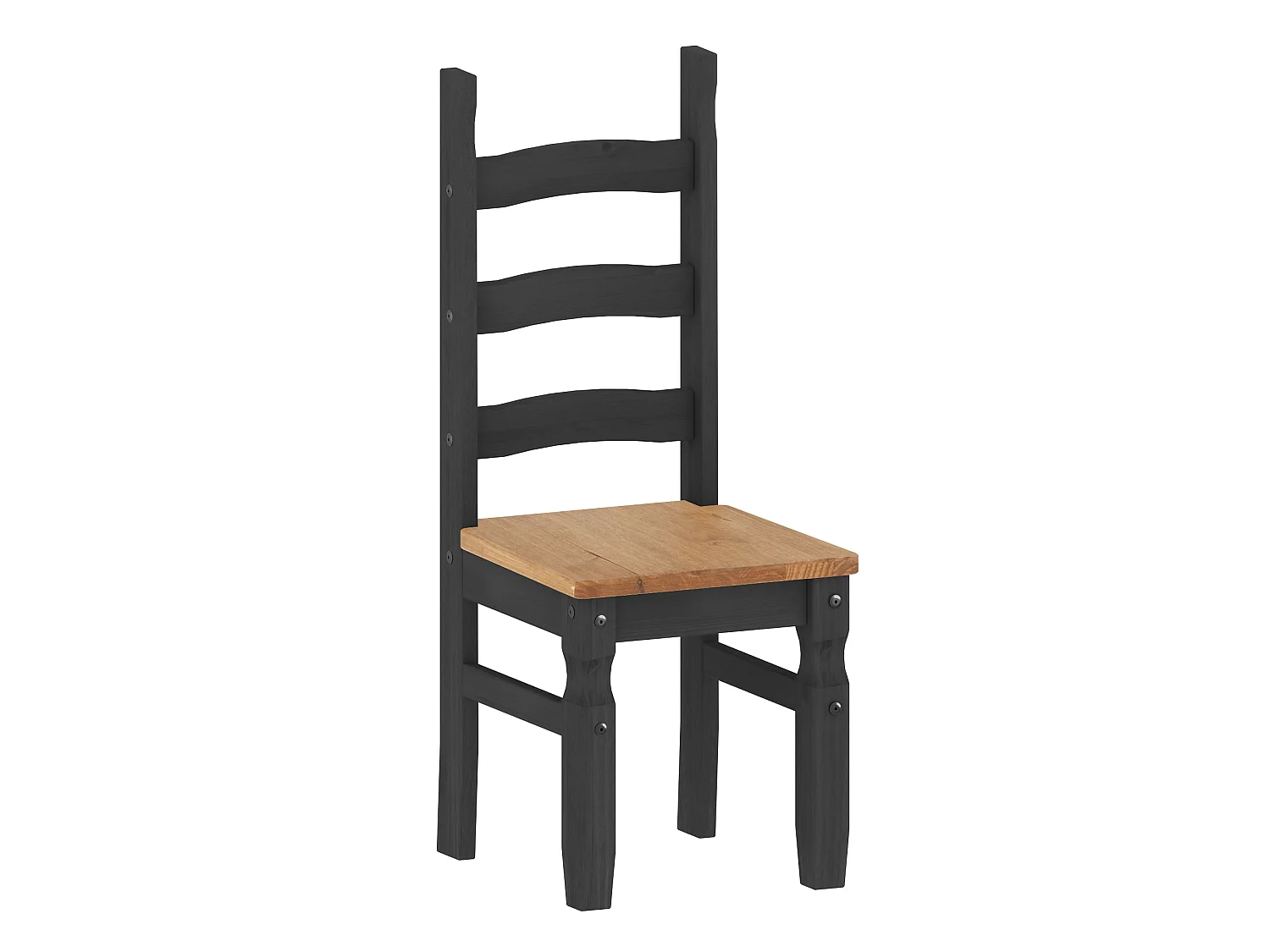 Mercers Furniture Corona Charcoal Pair of Dining Chairs x2 Solid Wood Mexican Pine Dark Grey