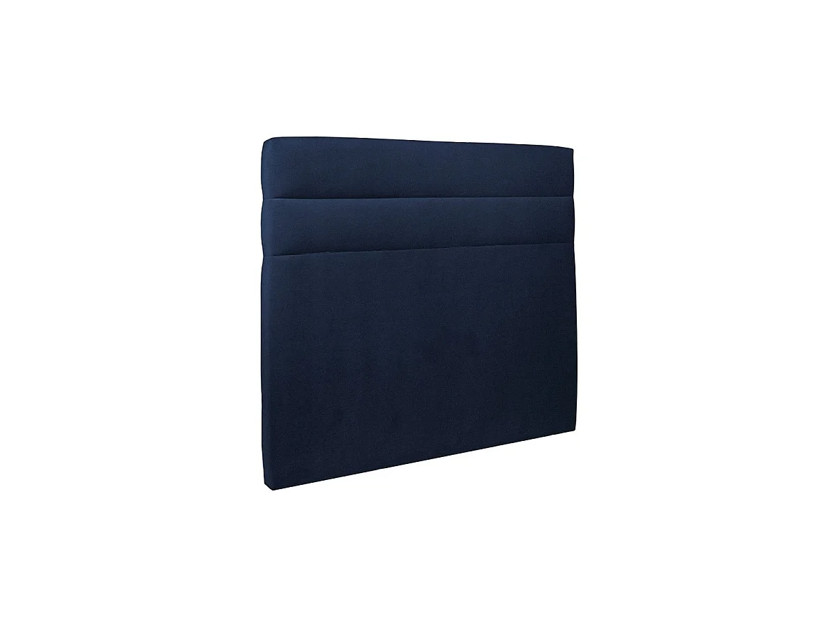 Lit 140x190cm avec tête de lit lignes velours et sommier kit Bleu - Hauteur totale : 29cm