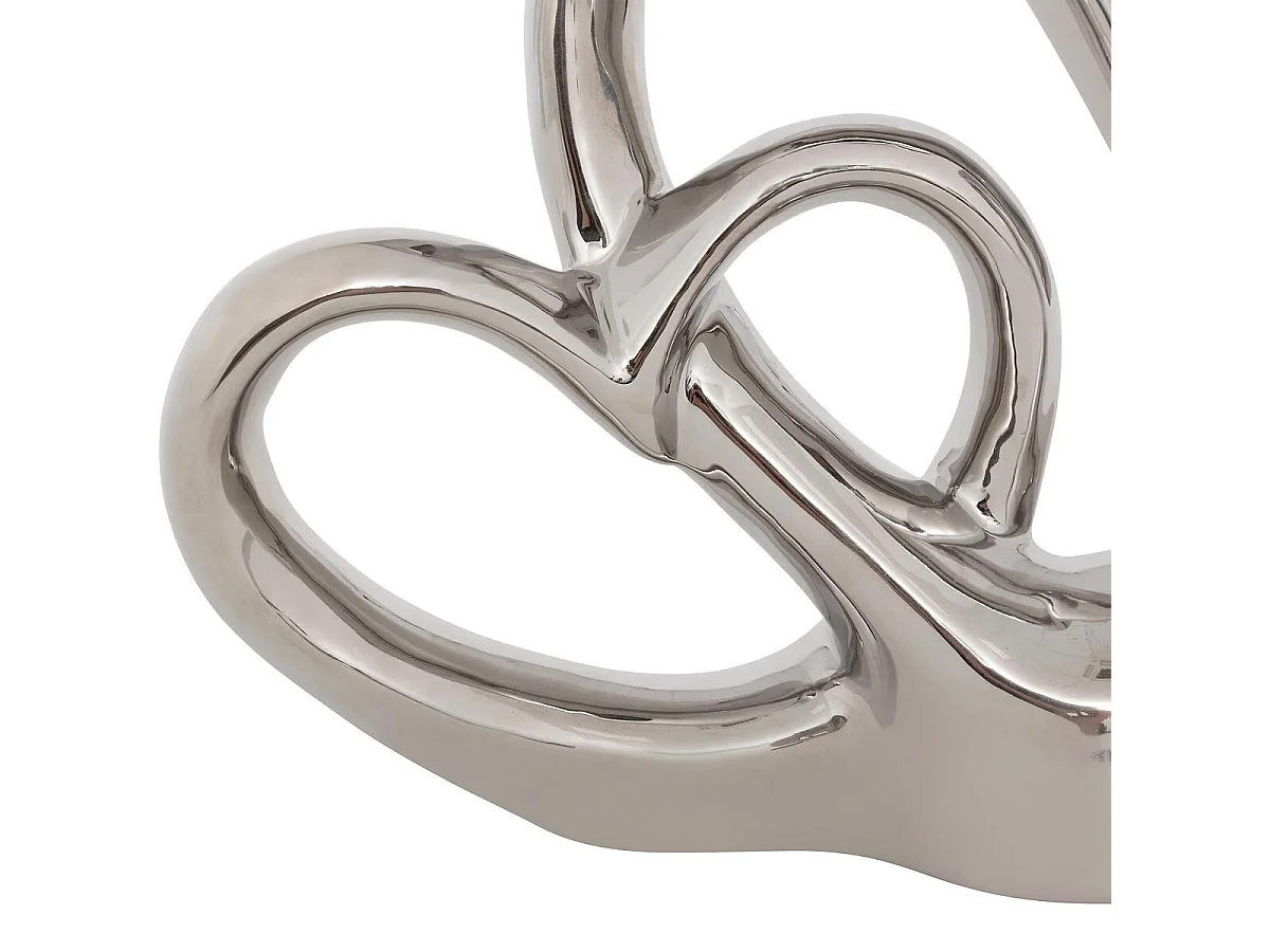 Double Cœur Déco en Dolomite "Safina" 21cm Argent
