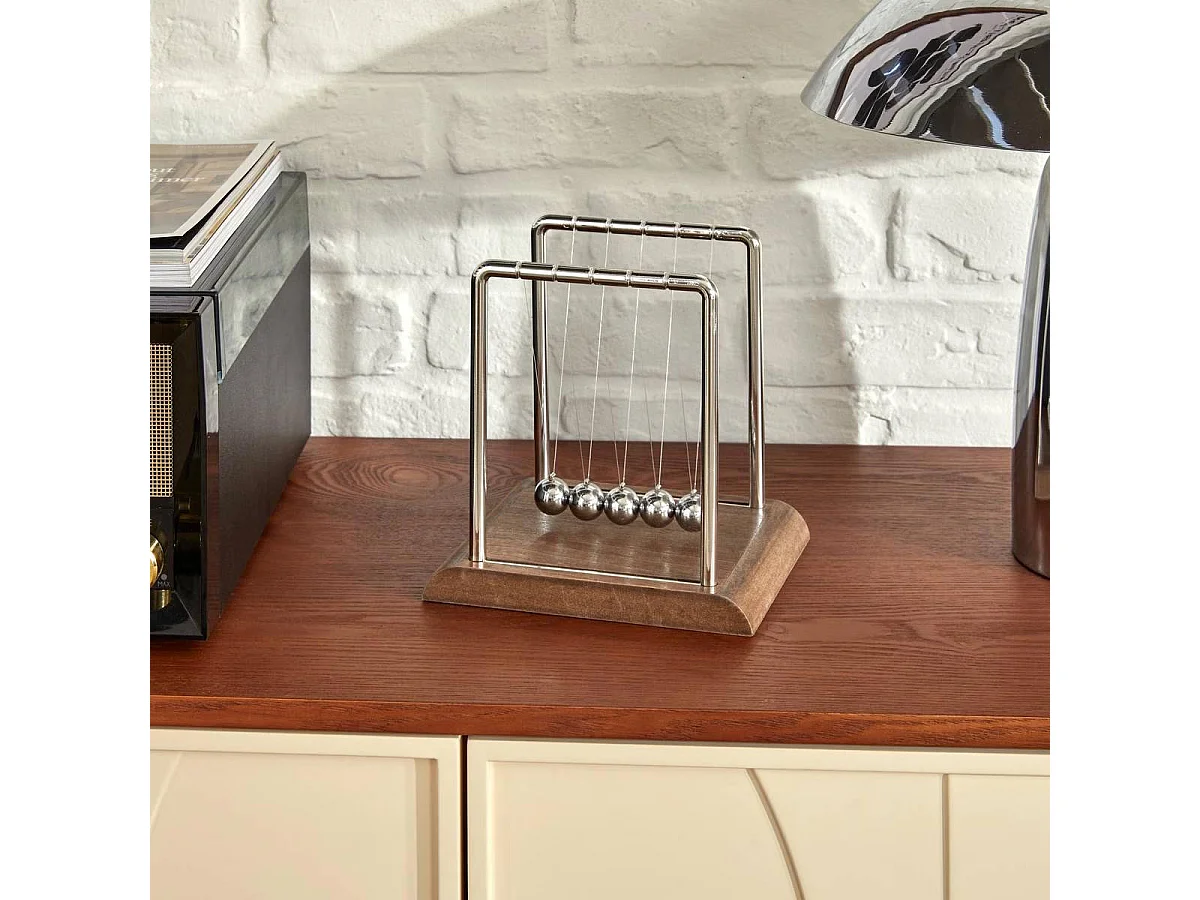 Jeu de Pendule Déco "Sky" 18cm Marron & Argent