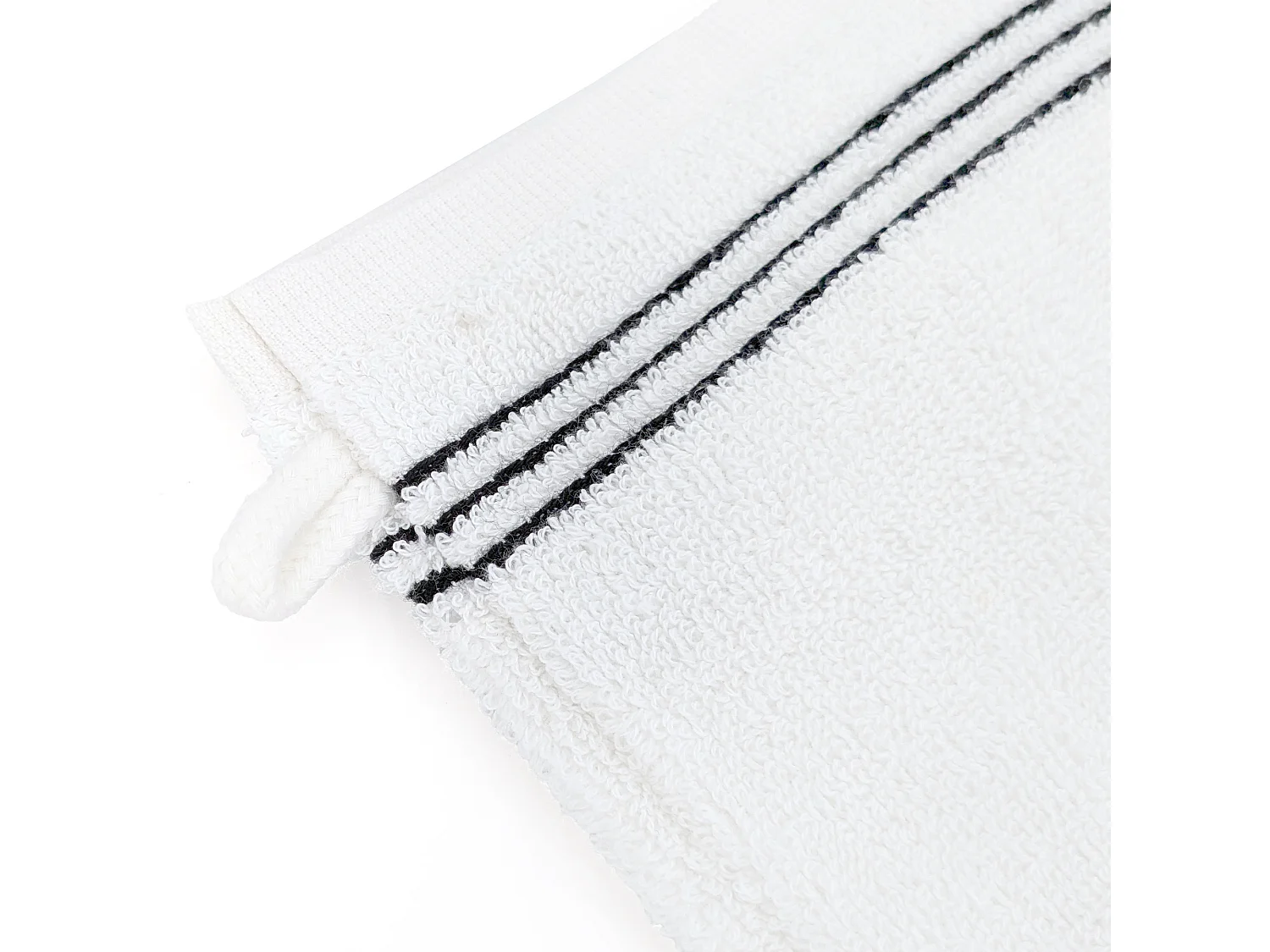 Lot de deux gants de toilette 16x21 cm pur coton collection HORIZON rayures noir