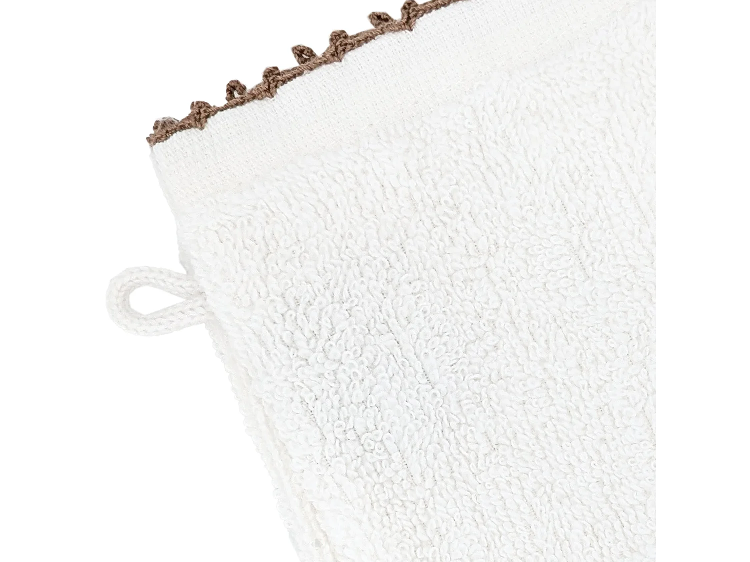 Lot de deux gants de toilette 16x21 cm pur coton collection ORLA avec picueta beige