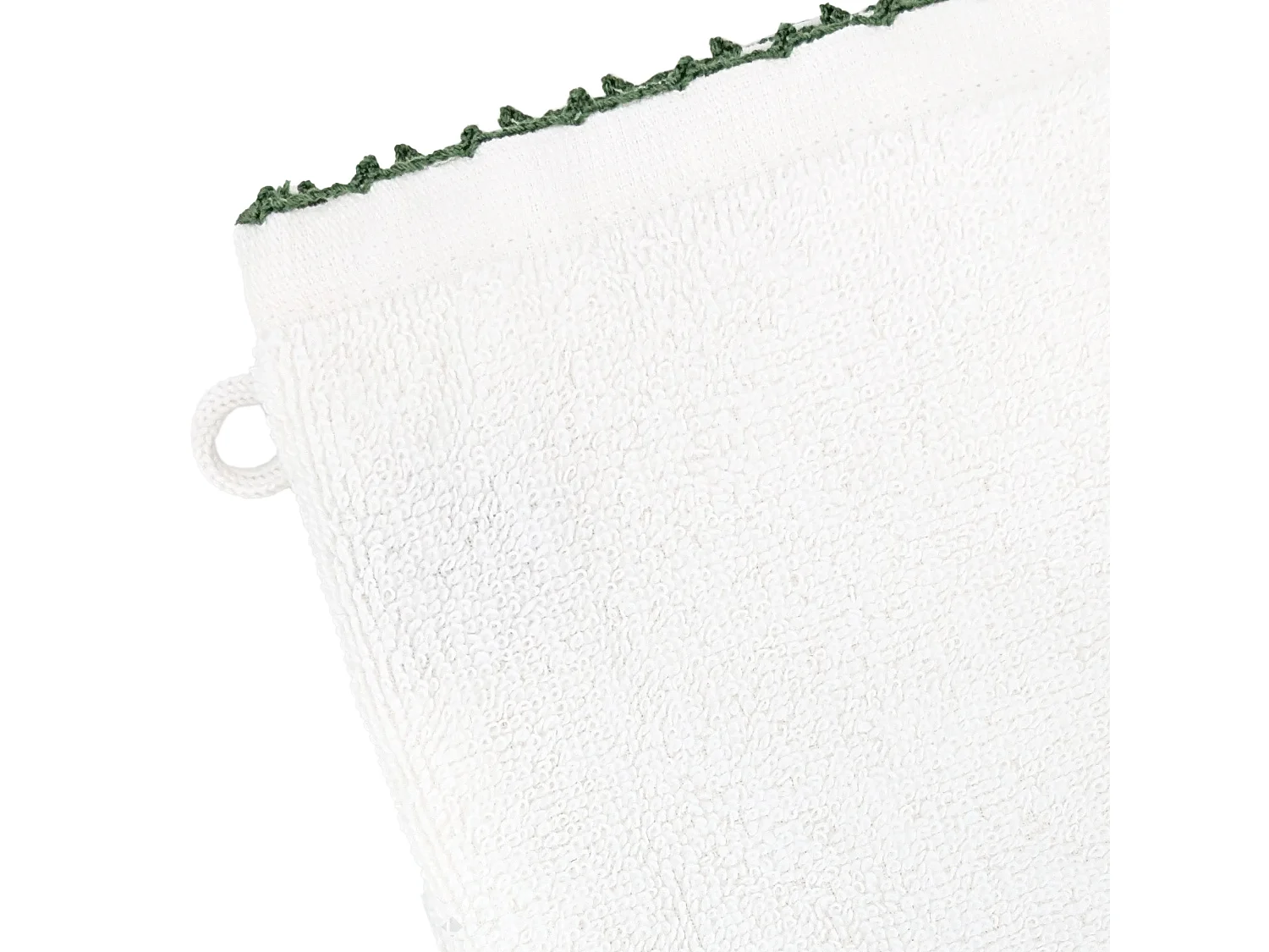 Lot de deux gants de toilette 16x21 cm pur coton collection ORLA avec picueta vert
