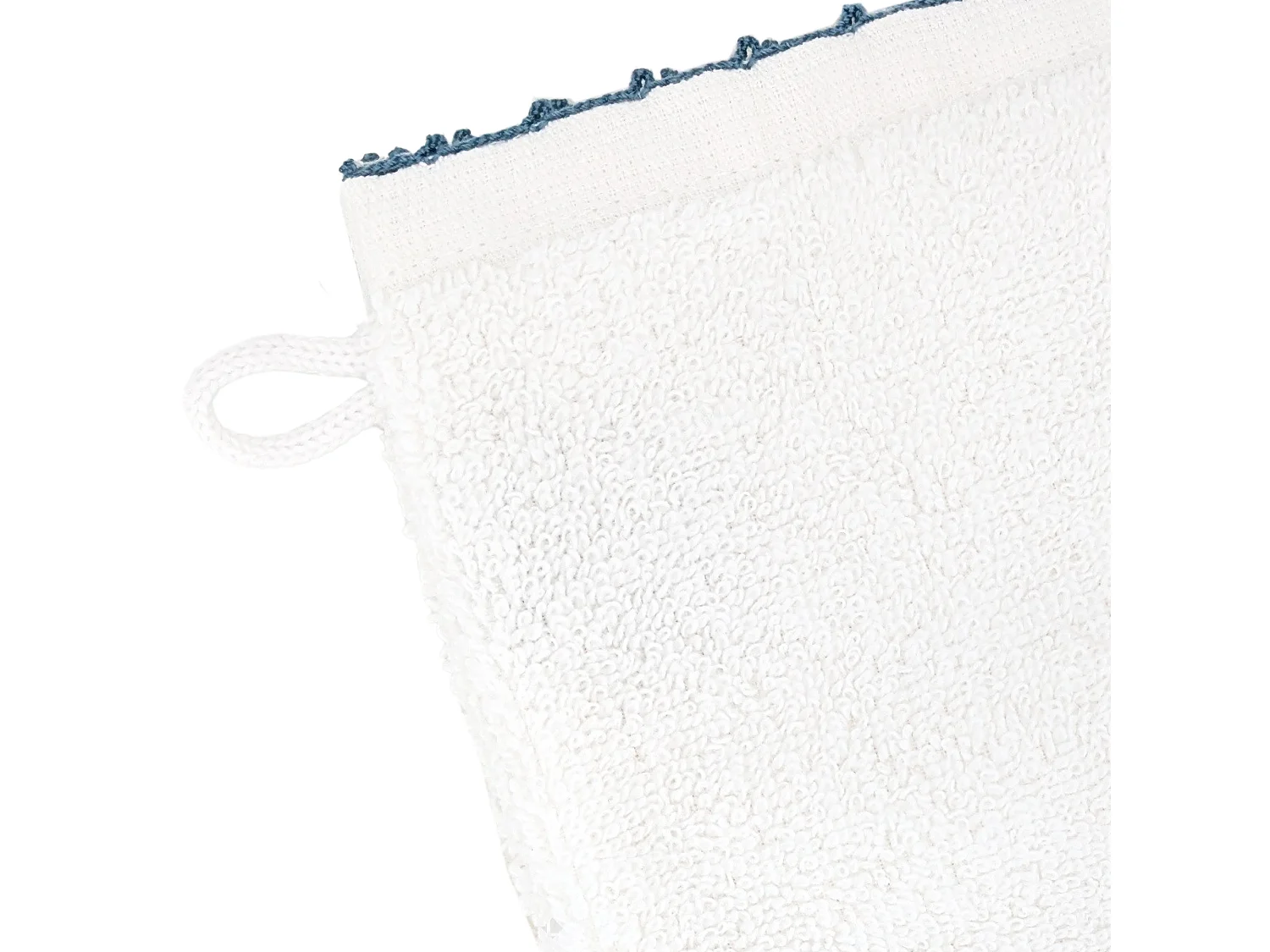 Lot de deux gants de toilette 16x21 cm pur coton collection ORLA avec picueta bleu