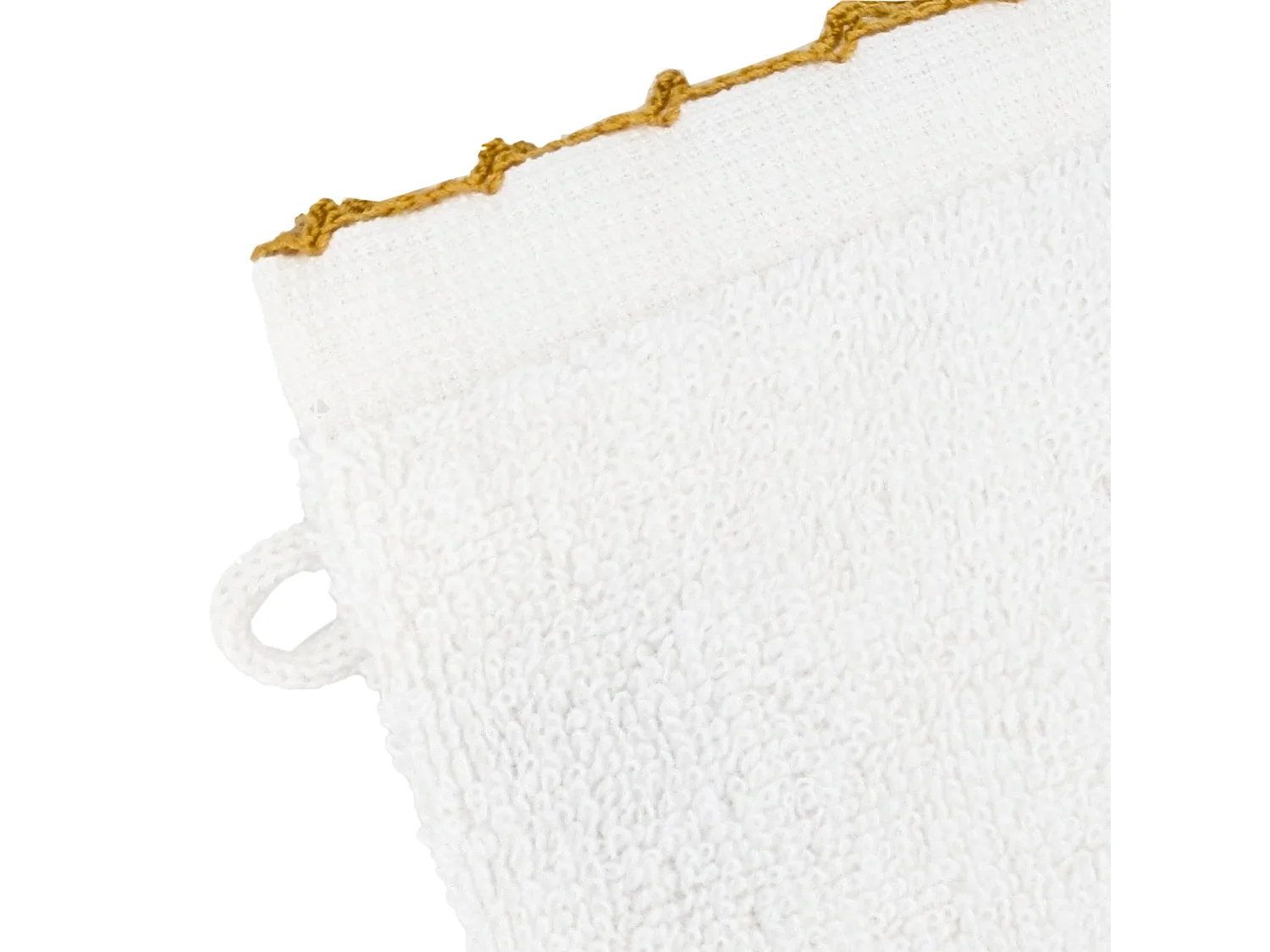 Lot de deux gants de toilette 16x21 cm pur coton collection ORLA avec picueta jaune