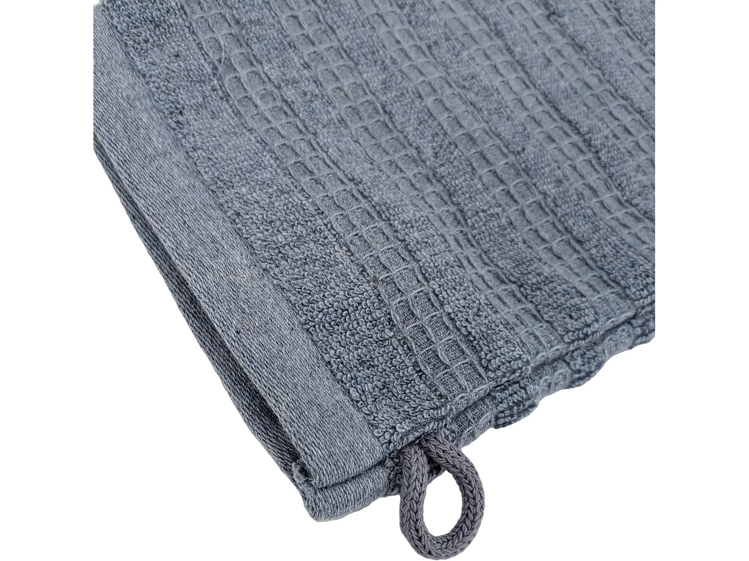 Lot de 2 gants de toilette 16x21 cm pur coton collection DENIM à rayures bleu