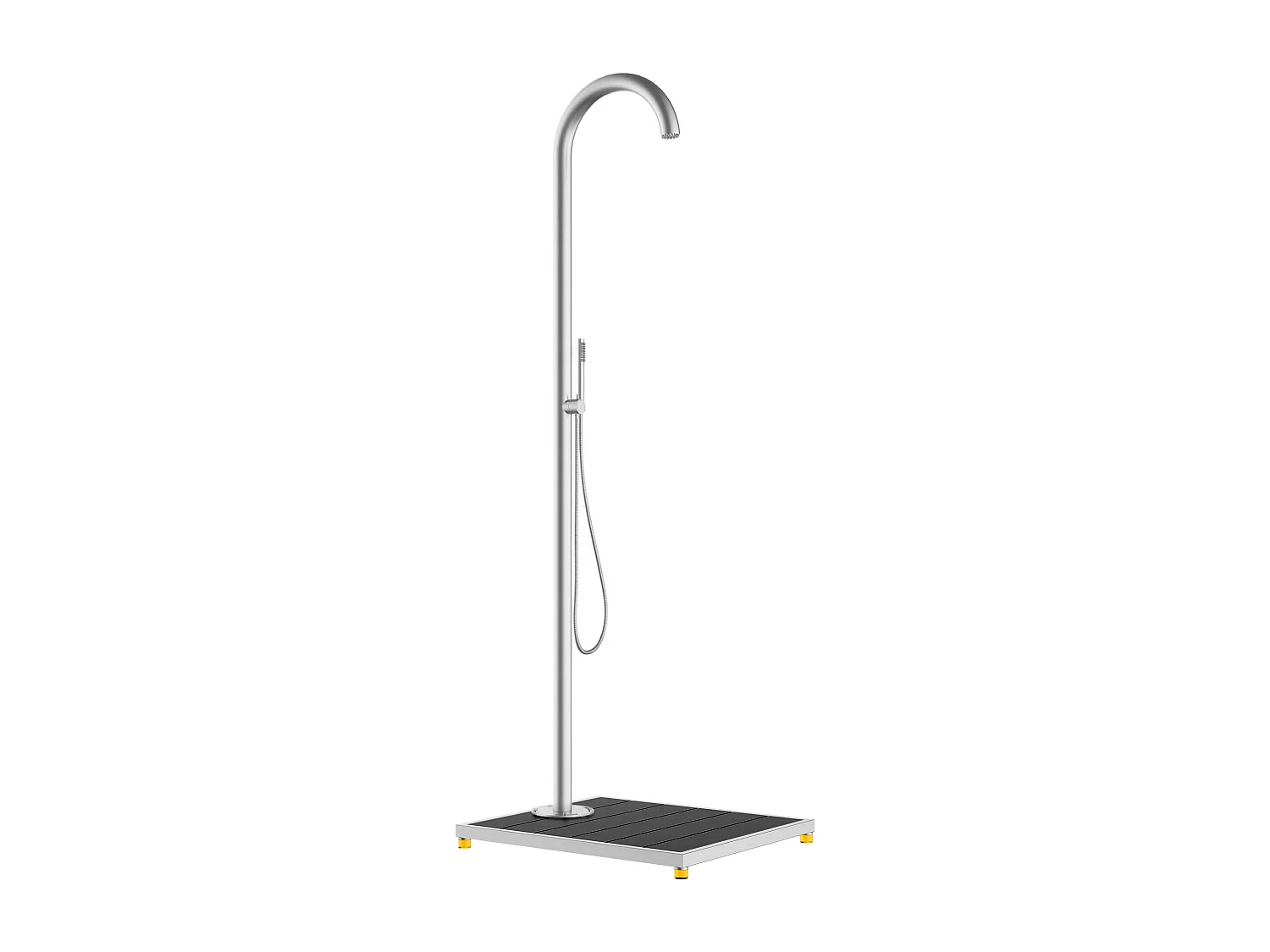 Douche d’extérieur avec dalle – Inox brossé – Argenté – H 230 cm – DESNARO