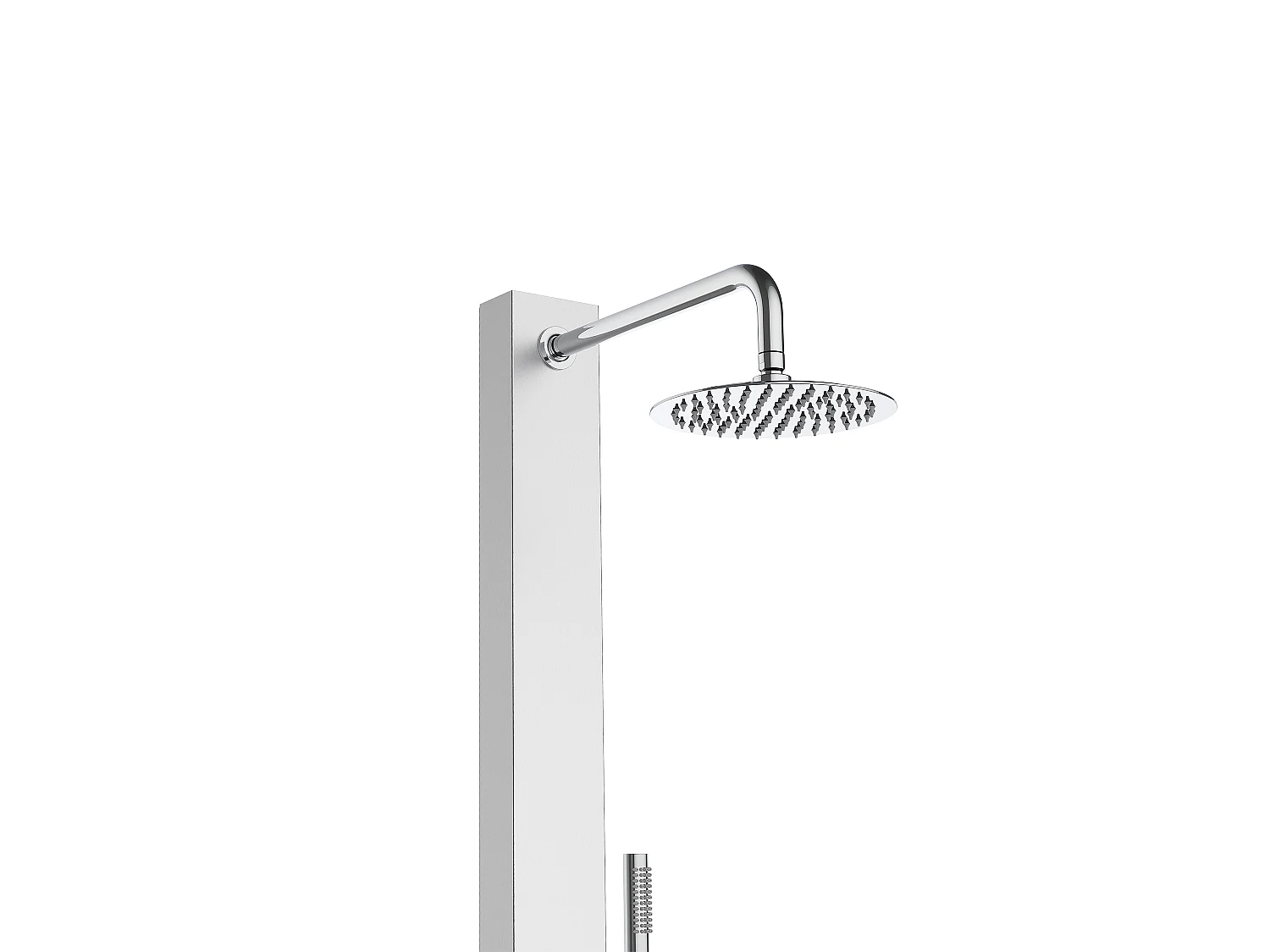 Douche d’extérieur avec rince-pieds et dalle – Inox brossé – Argenté – H 220 cm – ELNARO