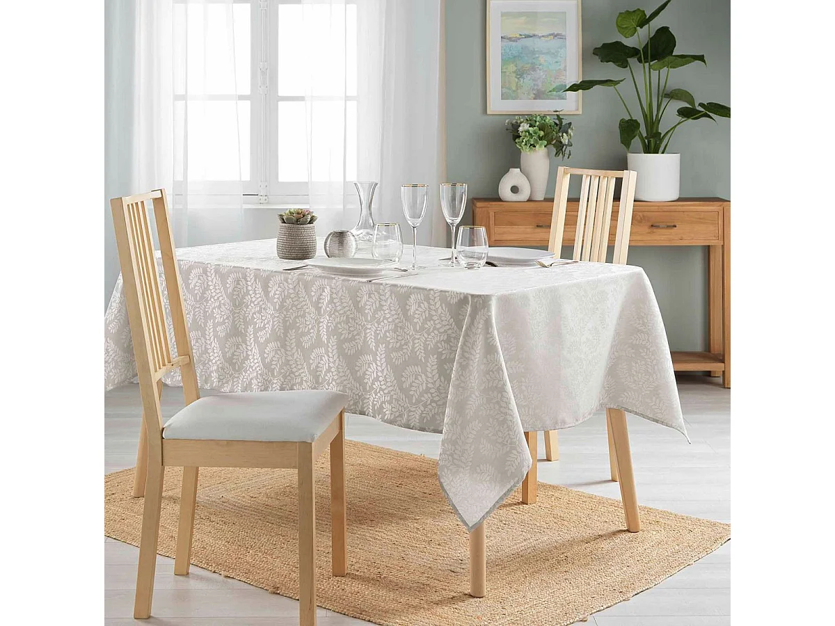 Nappe Jacquard Imprimé "Doriane" 140x240cm Taupe