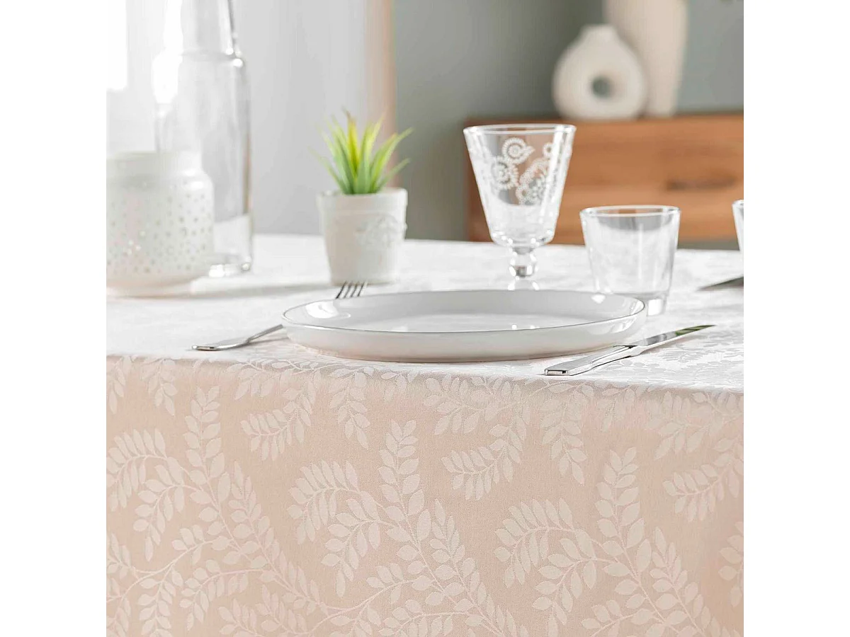 Nappe Jacquard Imprimé "Doriane" 140x240cm Naturel