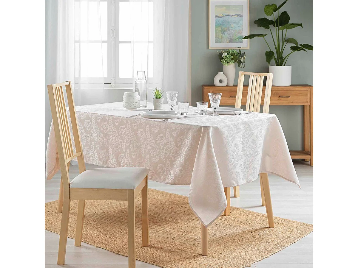 Nappe Jacquard Imprimé "Doriane" 140x240cm Naturel