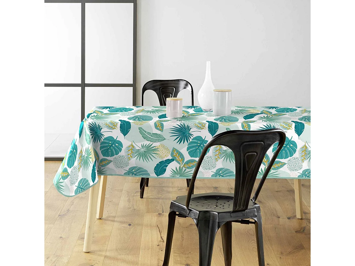 Nappe Toile Cirée Imprimé "Plantania" 140x240cm Bleu