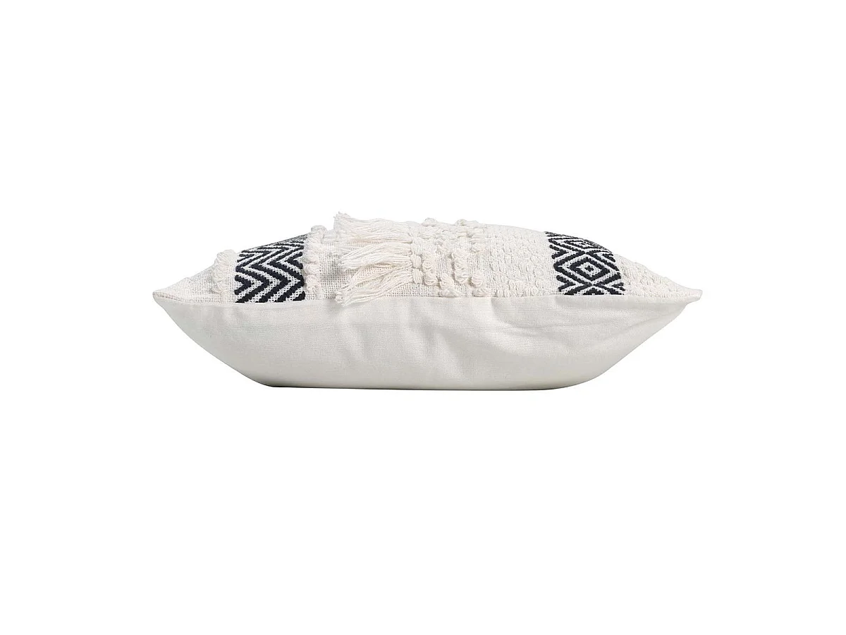 Coussin Déco à Franges "Zya" 40x40cm Noir