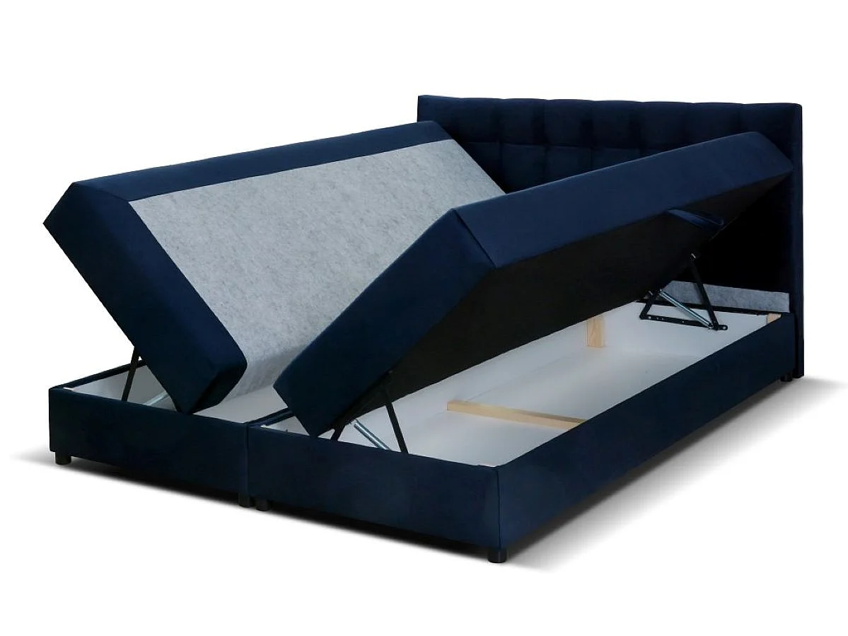 Boxspringbett MALMO mit Topper zwei Bettkästen Matratze Doppelbett 180 cm (Fresh 11 - blau)