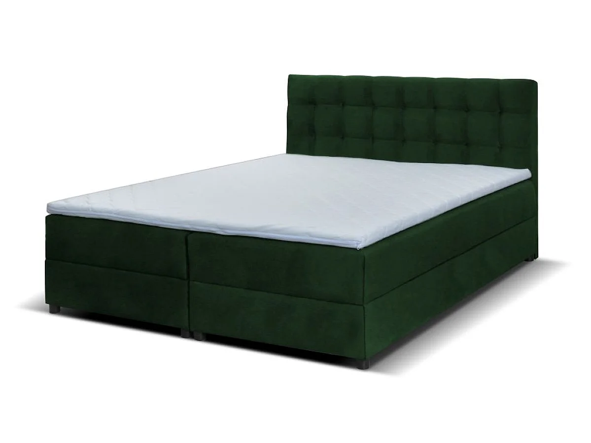 Boxspringbett MALMO mit Topper zwei Bettkästen Matratze Doppelbett 160 cm (Fresh 13 - grün)