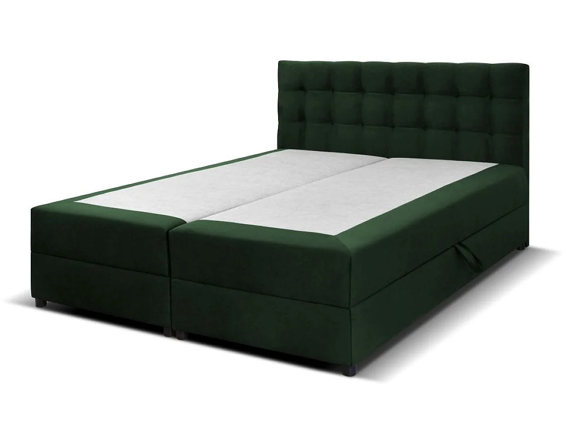 Boxspringbett MALMO mit Topper zwei Bettkästen Matratze Doppelbett 160 cm (Fresh 13 - grün)