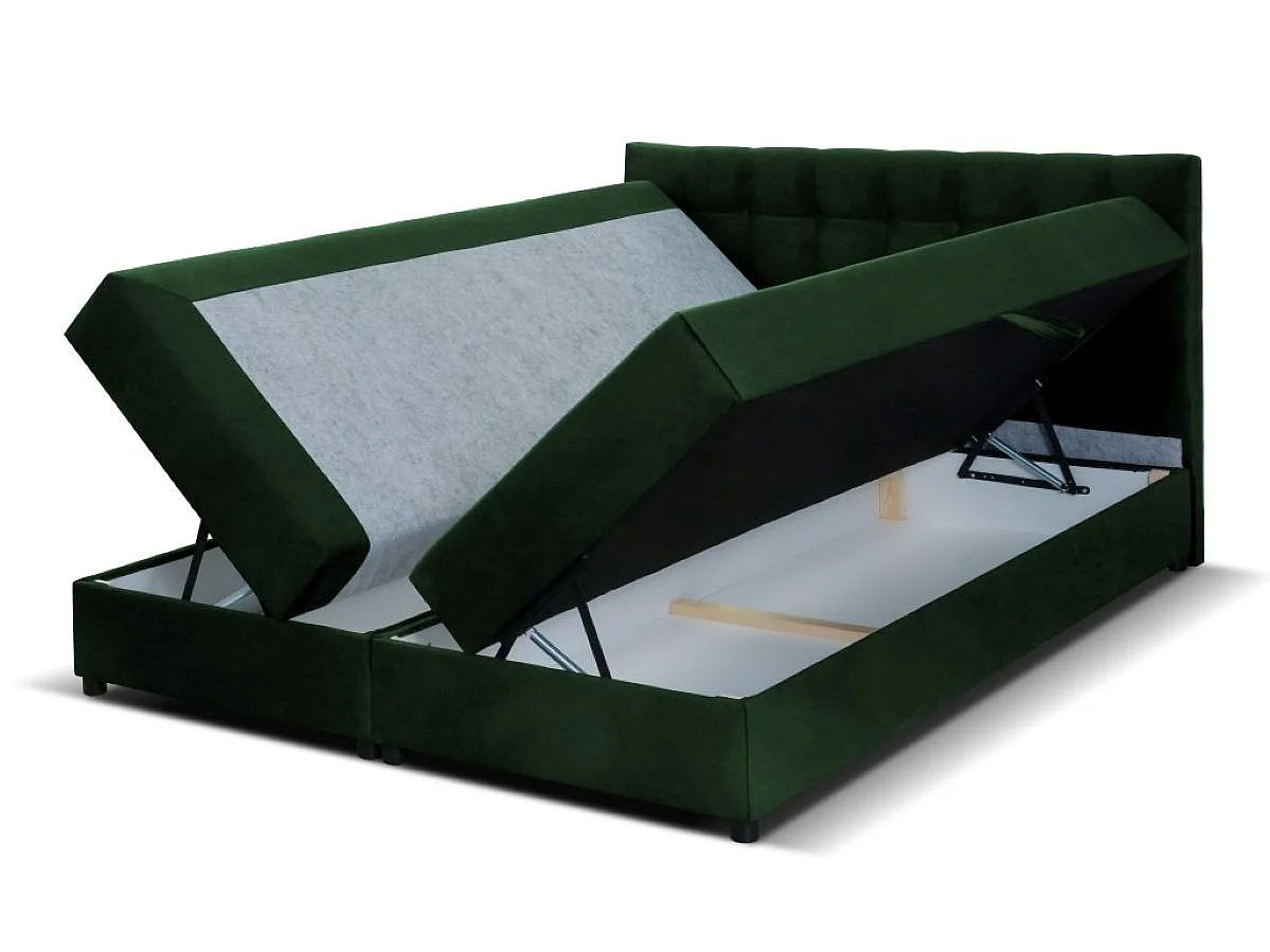 Boxspringbett MALMO mit Topper zwei Bettkästen Matratze Doppelbett 160 cm (Fresh 13 - grün)
