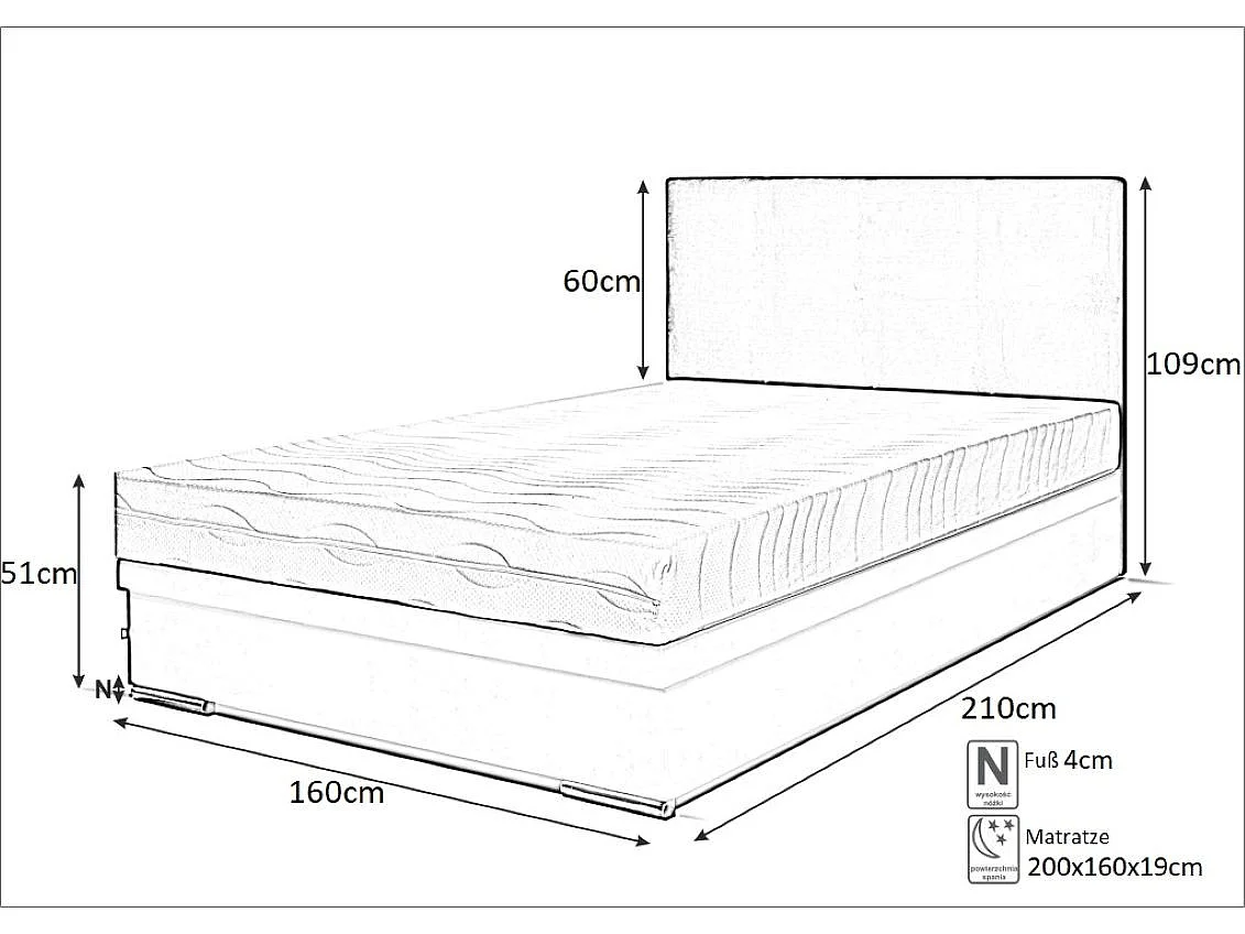 Boxspringbett Sizilien mit Bettkasten ohne Matratze Doppelbett 160 cm (Fresh 09 - rosa)