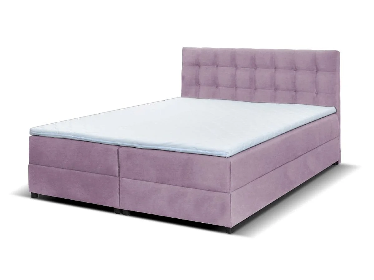 Boxspringbett MALMO mit Topper zwei Bettkästen Matratze Doppelbett 160 cm (Fresh 09 - rosa)