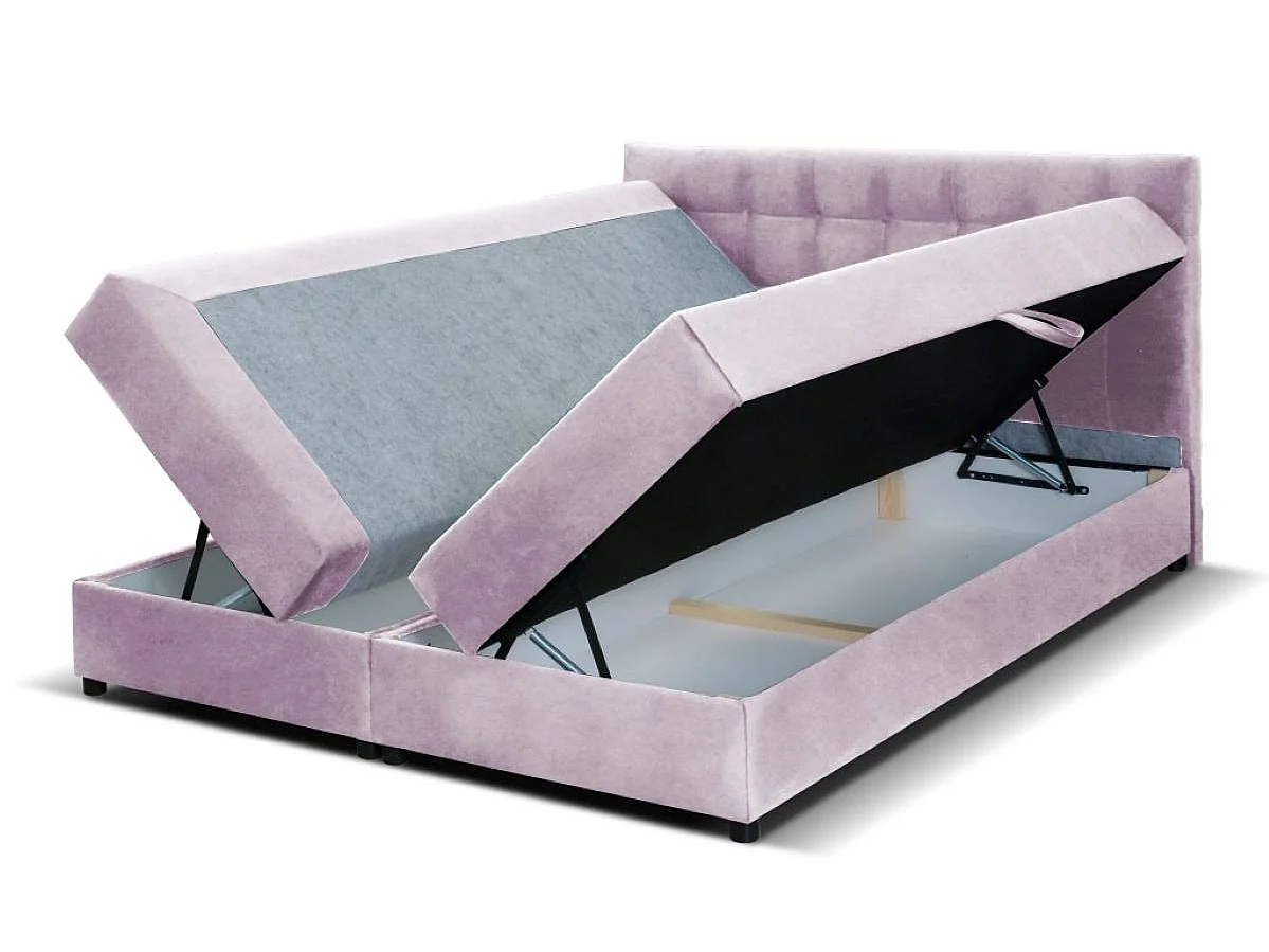 Boxspringbett MALMO mit Topper zwei Bettkästen Matratze Doppelbett 160 cm (Fresh 09 - rosa)