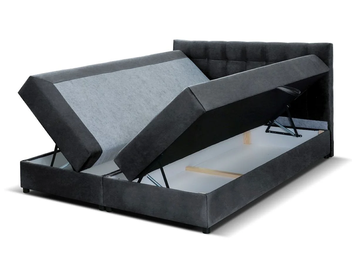 Boxspringbett MALMO mit Topper zwei Bettkästen Matratze Doppelbett 200 cm (Fresh 32 - grau)