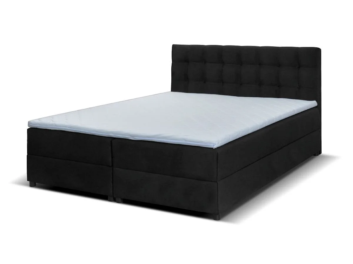 Boxspringbett MALMO mit Topper zwei Bettkästen Matratze Doppelbett 200 cm (Fresh 17 - schwarz)