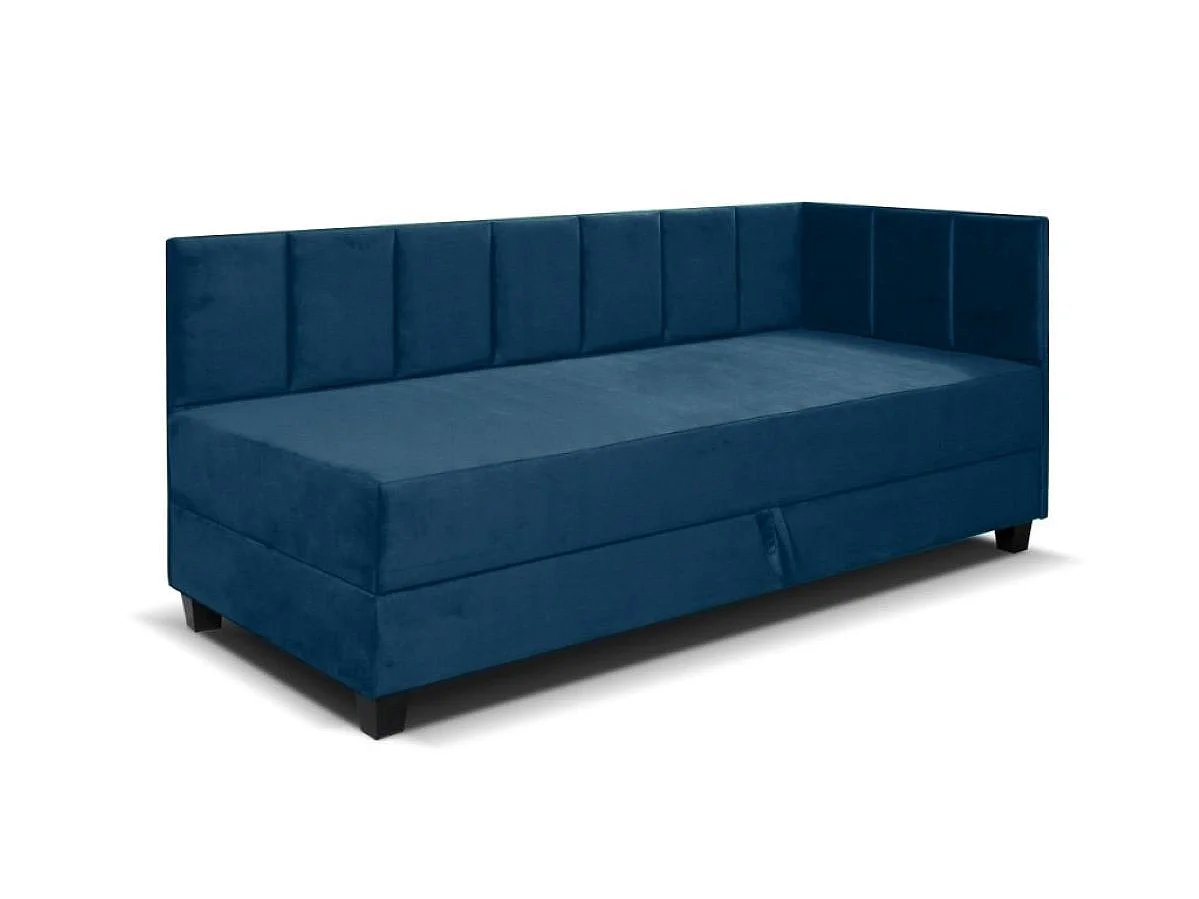 Jugendbett Einzelbett Eryk Boxspringbett mit Matratze Kinderbett Bettkasten 100 x 200 cm Rechts Paris 155 - dunkelblau