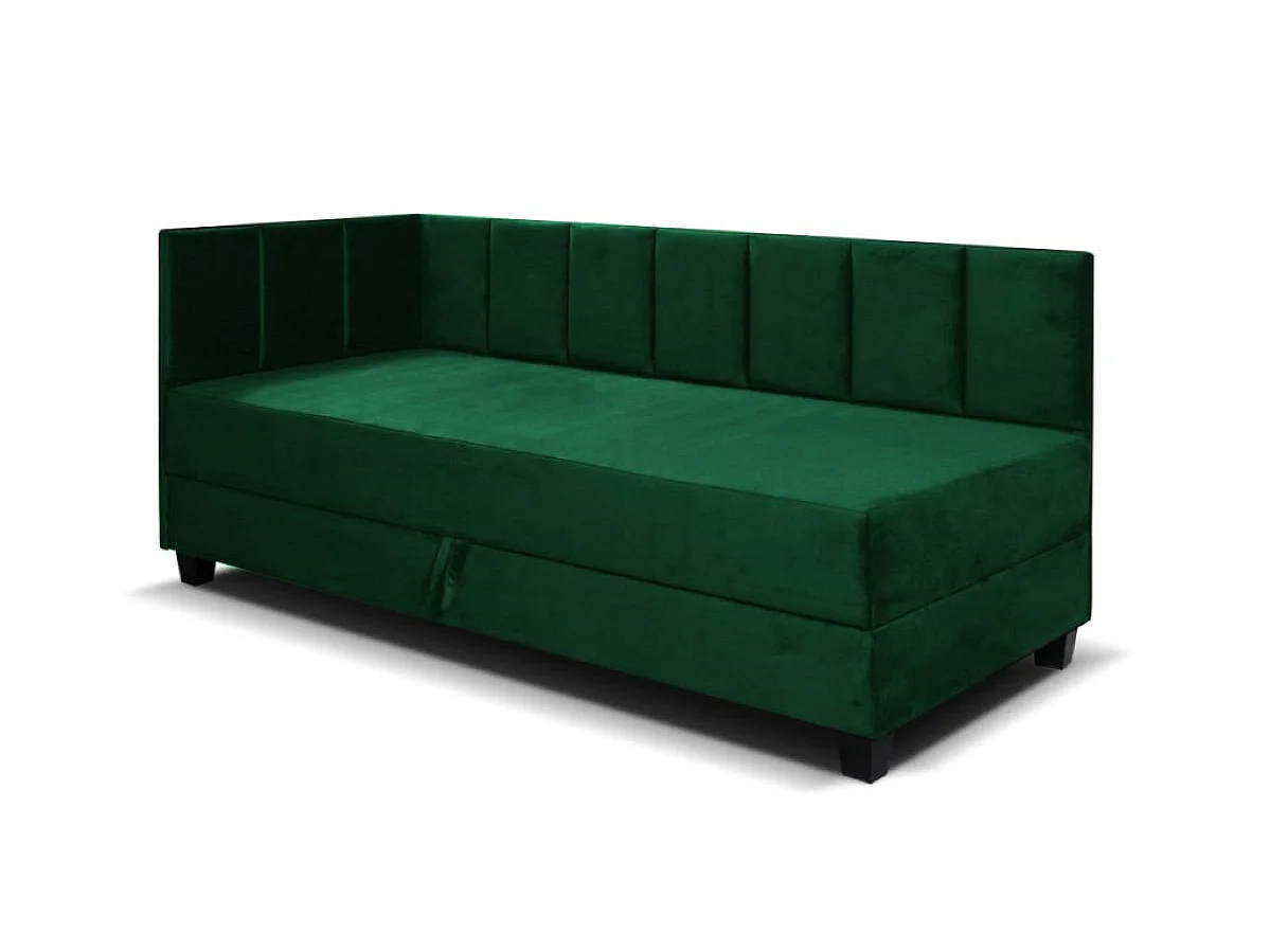 Jugendbett Einzelbett Eryk Boxspringbett mit Matratze Kinderbett Bettkasten 100 x 200 cm Links Paris 135 - grün