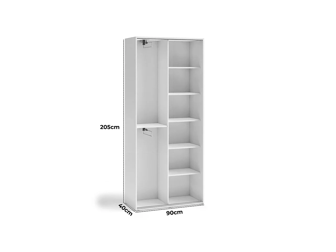 Garderobenschrank Vanessa I 90 cm Garderobe Schrank Spiegel Schlafzimmer Jugendzimmer (Eiche artisan)