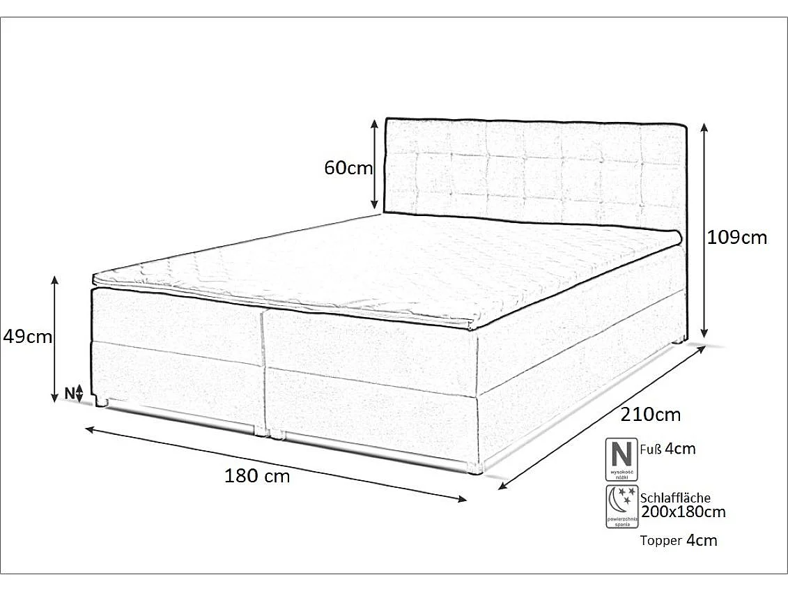 Boxspringbett MALMO mit Topper zwei Bettkästen Matratze Doppelbett 180 cm (Fresh 13 - grün)