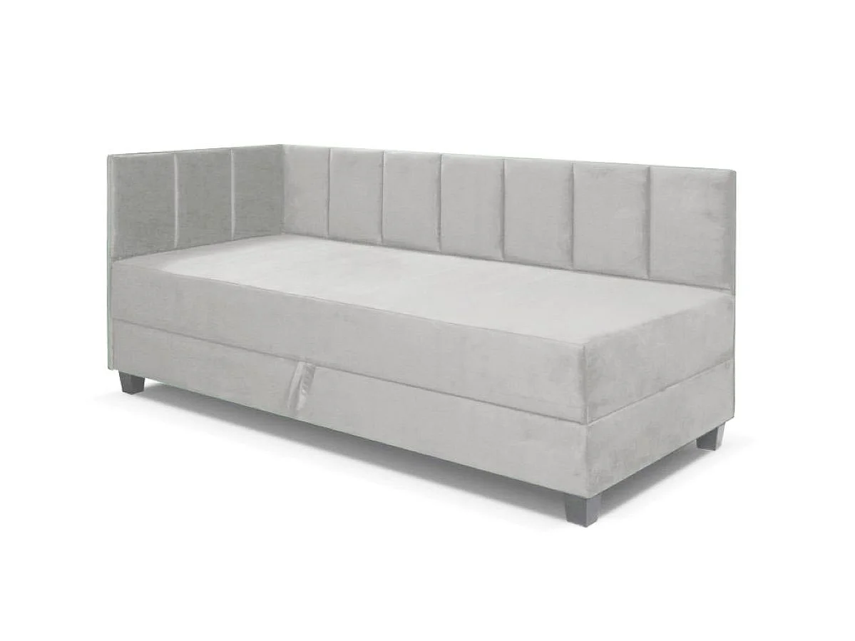 Jugendbett Einzelbett Eryk Boxspringbett mit Matratze Kinderbett Bettkasten 90 x 200 cm Links Paris 160 - hellgrau