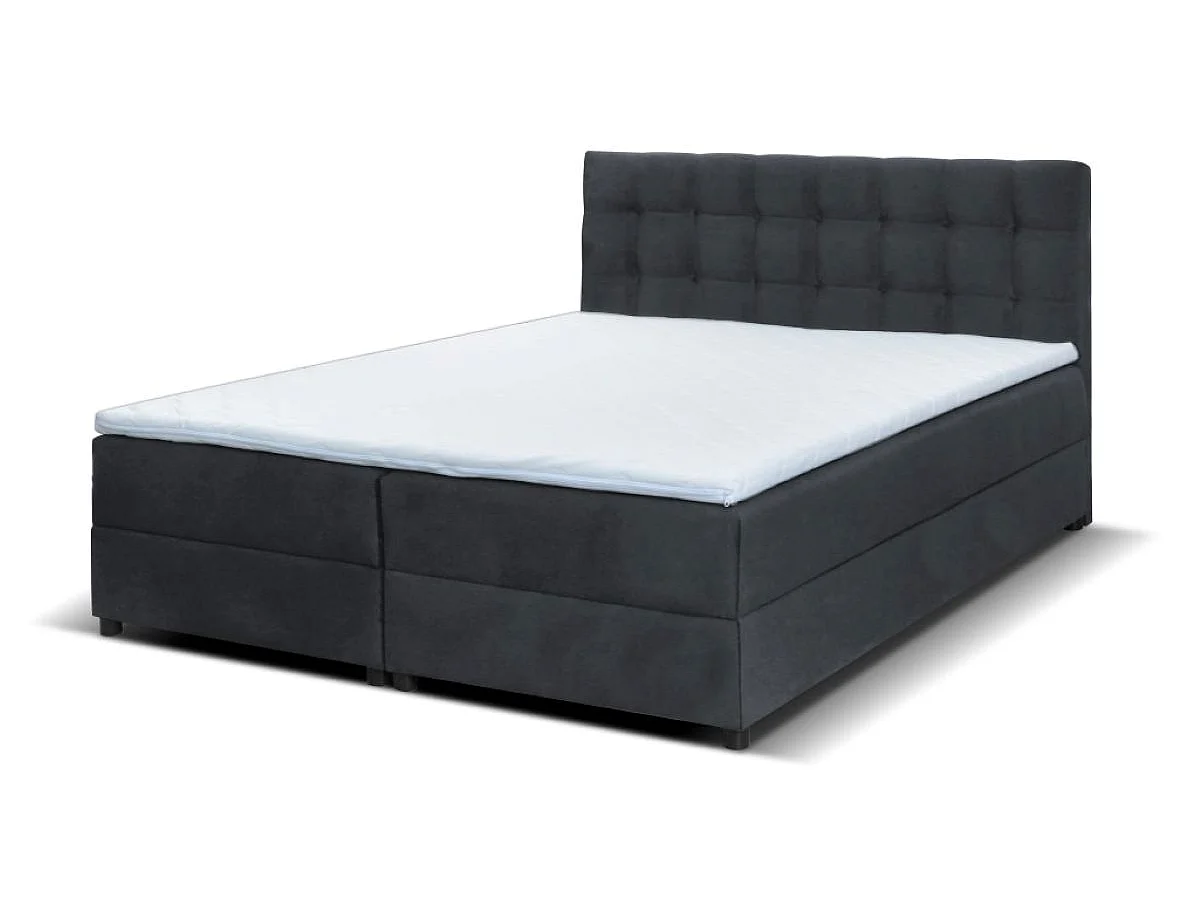 Boxspringbett MALMO mit Topper zwei Bettkästen Matratze Doppelbett 160 cm (Fresh 32 - grau)