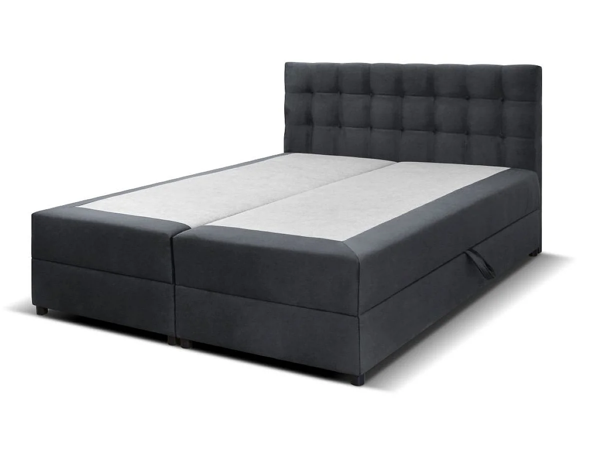Boxspringbett MALMO mit Topper zwei Bettkästen Matratze Doppelbett 160 cm (Fresh 32 - grau)