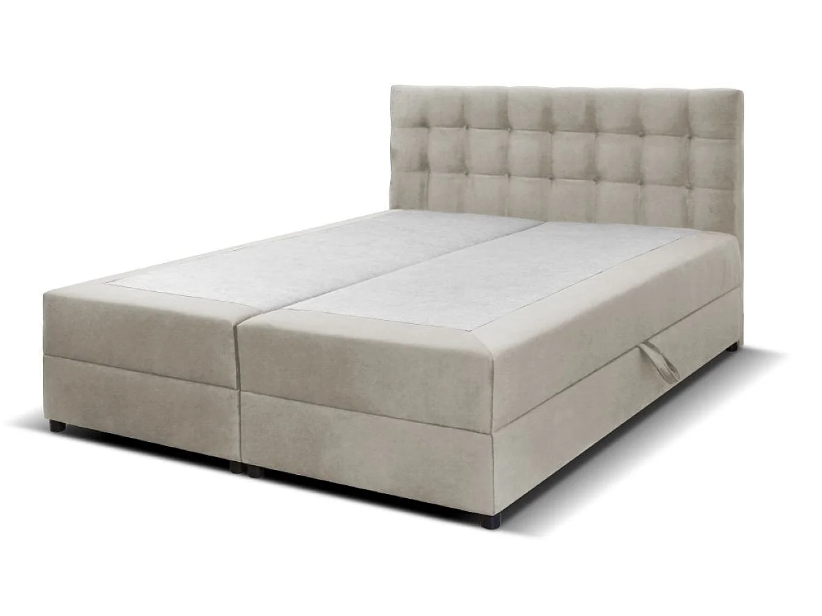 Boxspringbett MALMO mit Topper zwei Bettkästen Matratze Doppelbett 160 cm (Fresh 02- beige)