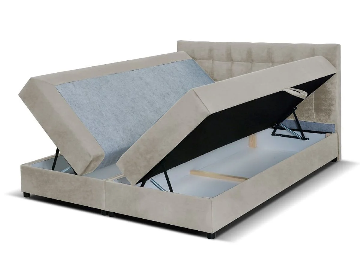 Boxspringbett MALMO mit Topper zwei Bettkästen Matratze Doppelbett 160 cm (Fresh 02- beige)