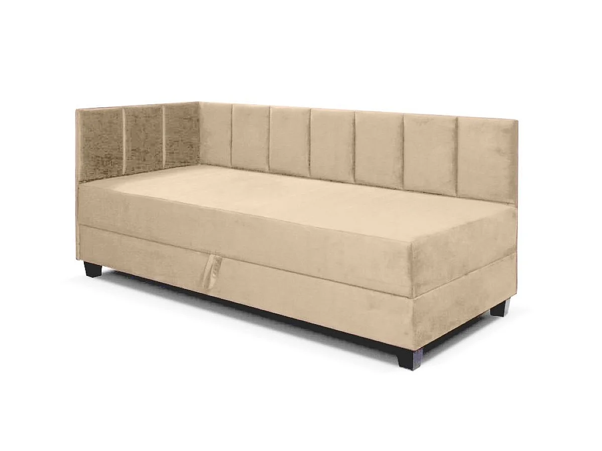 Jugendbett Einzelbett Eryk Boxspringbett mit Matratze Kinderbett Bettkasten 100 x 200 cm Links Paris 121 - beige