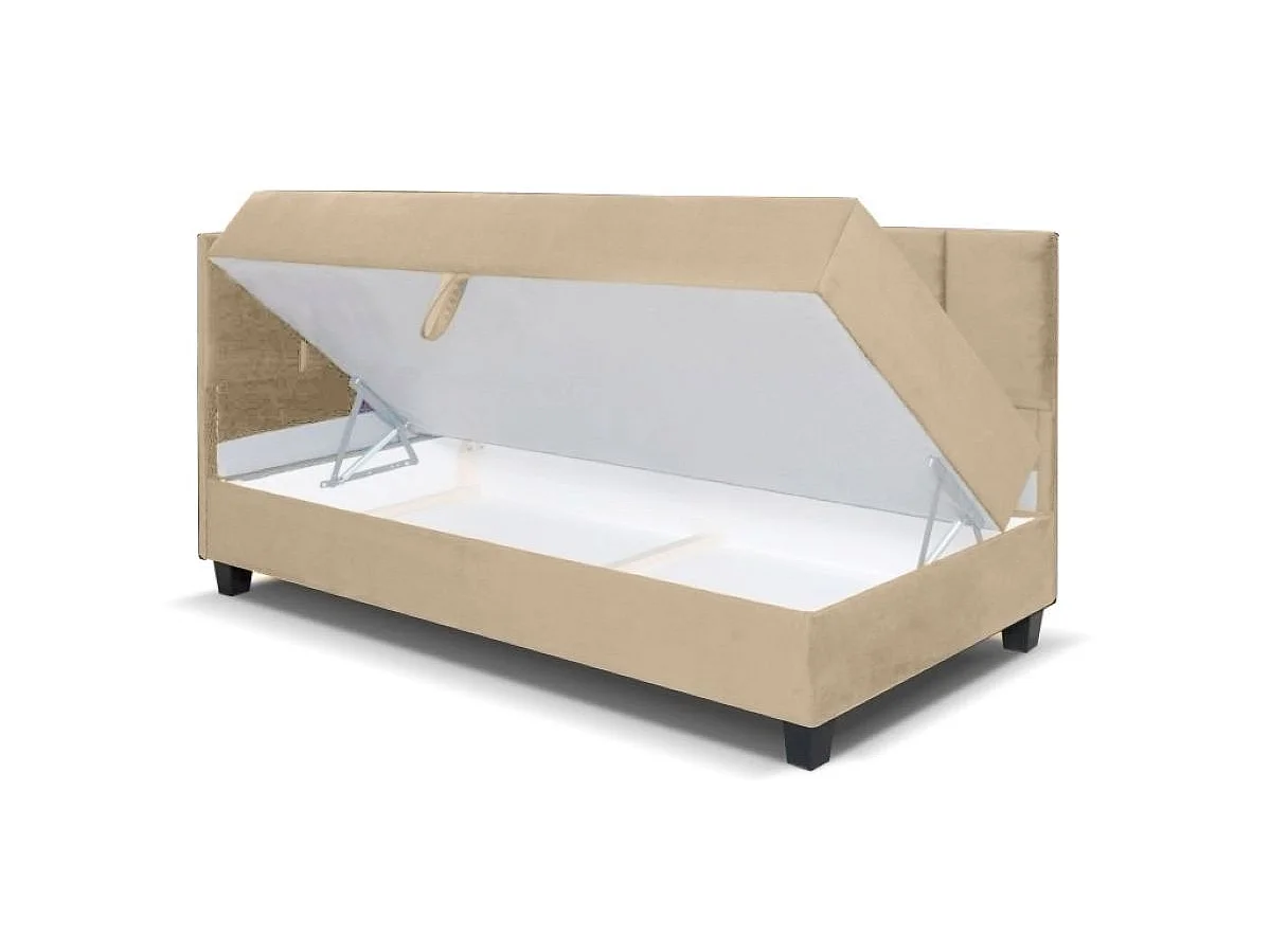 Jugendbett Einzelbett Eryk Boxspringbett mit Matratze Kinderbett Bettkasten 100 x 200 cm Links Paris 121 - beige