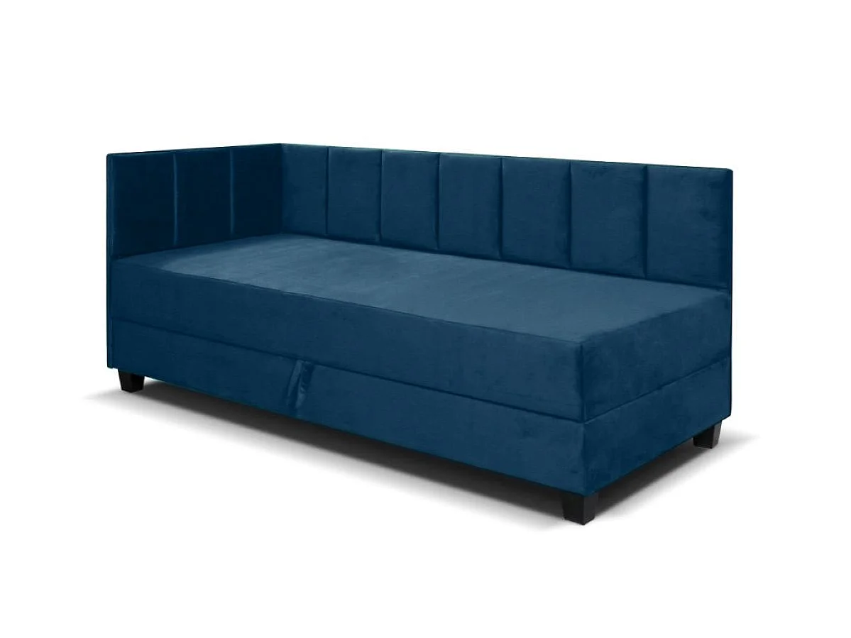 Jugendbett Einzelbett Eryk Boxspringbett mit Matratze Kinderbett Bettkasten 90 x 200 cm Links Paris 155 - dunkelblau