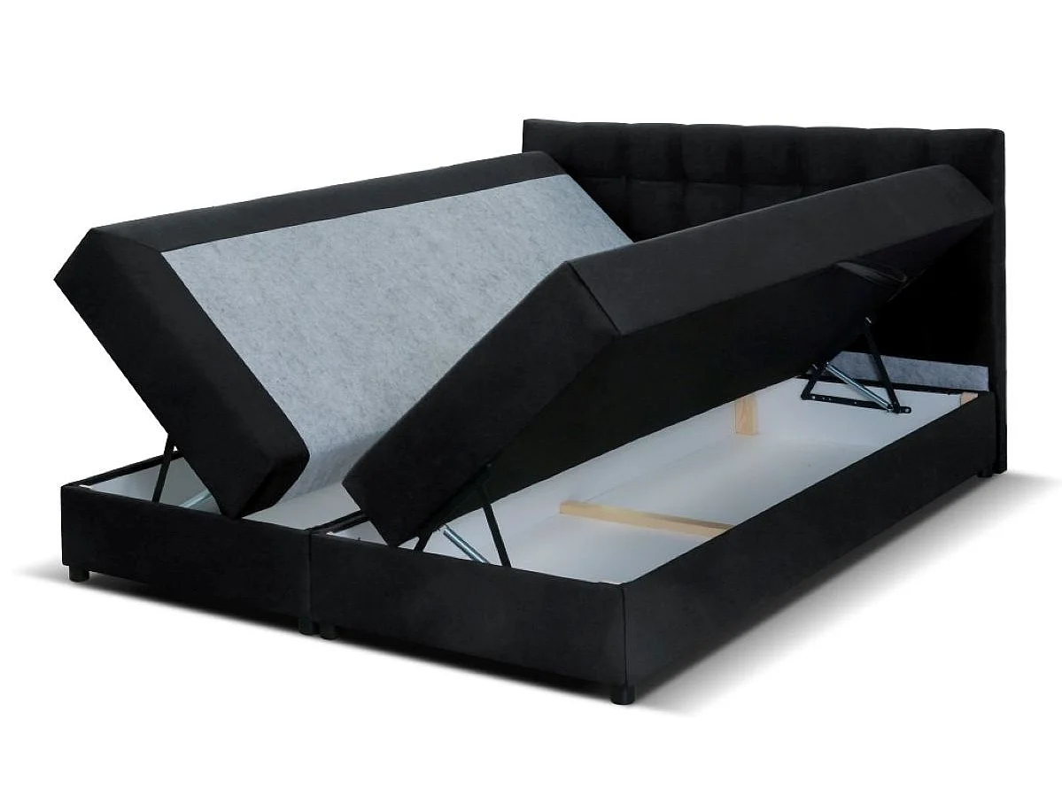 Boxspringbett MALMO mit Topper zwei Bettkästen Matratze Doppelbett 160 cm (Fresh 17 - schwarz)