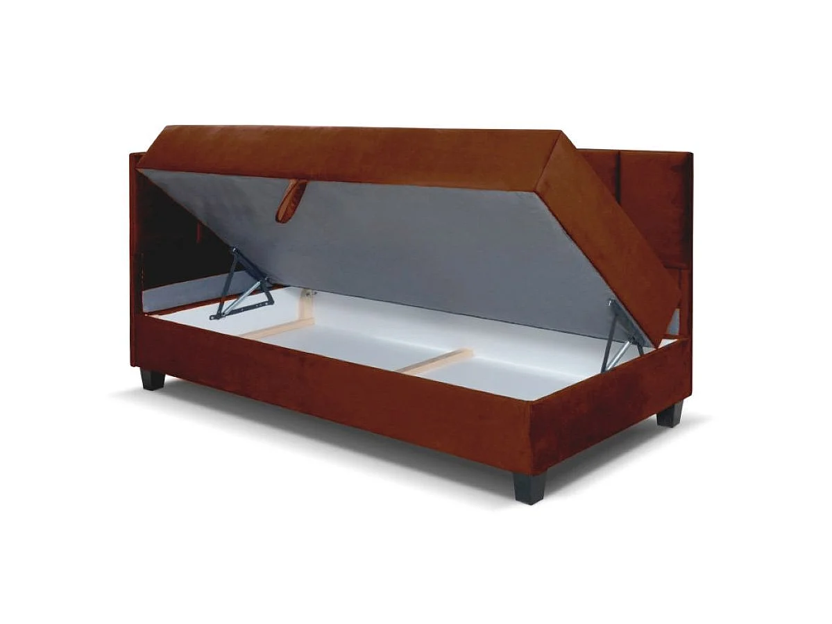 Jugendbett Einzelbett Eryk Boxspringbett mit Matratze Kinderbett Bettkasten 80 x 200 cm Links Paris 141 - braun