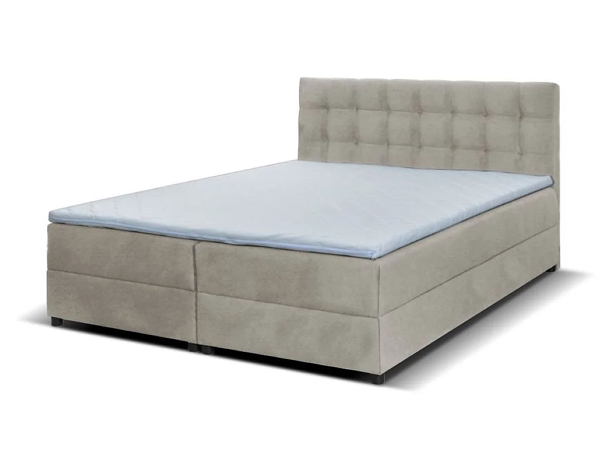 Boxspringbett MALMO mit Topper zwei Bettkästen Matratze Doppelbett 200 cm (Fresh 02- beige)